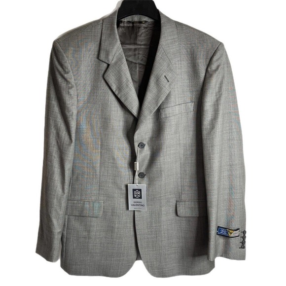 Giorgio Valentino Men's Suit Jacket EU 52L US 42L Italian Wool Super 120's Gray - Picture 1 of 10